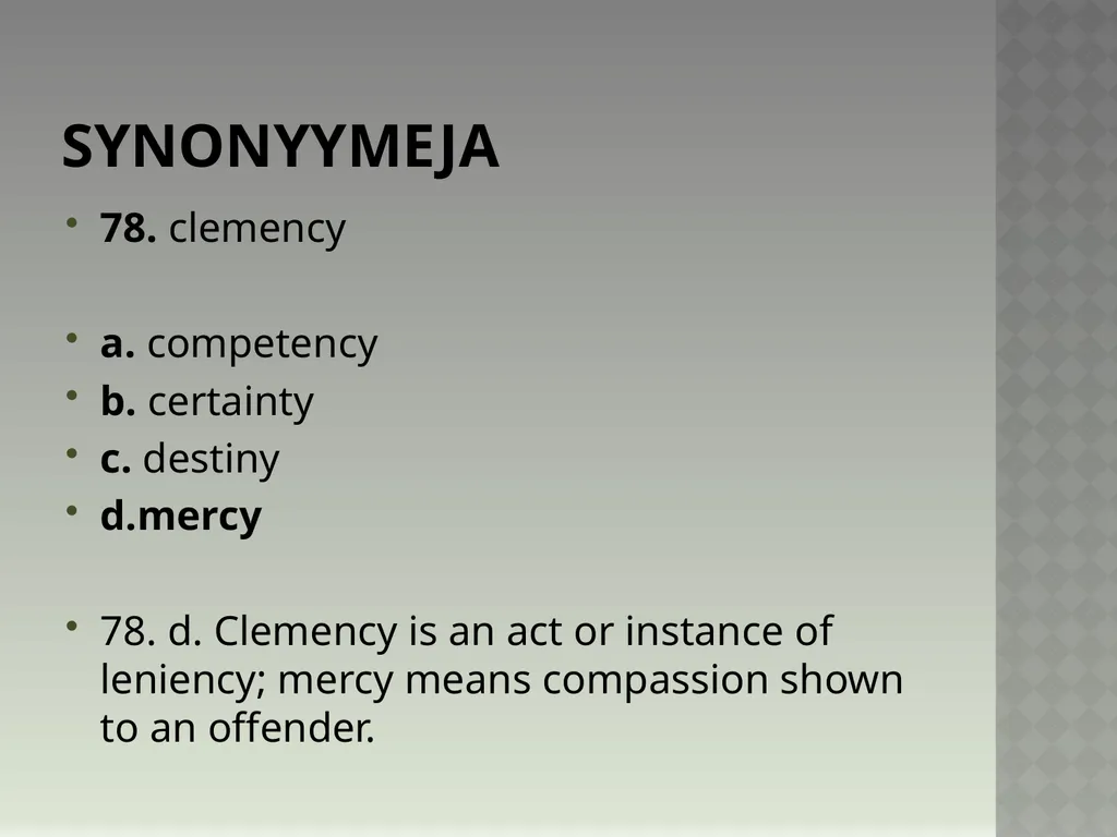 Synonyymeja 1. Which word means the same as - slide 157 of 494