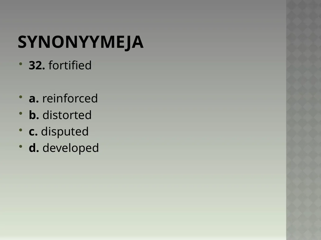 Synonyymeja 1. Which word means the same as - slide 64 of 494