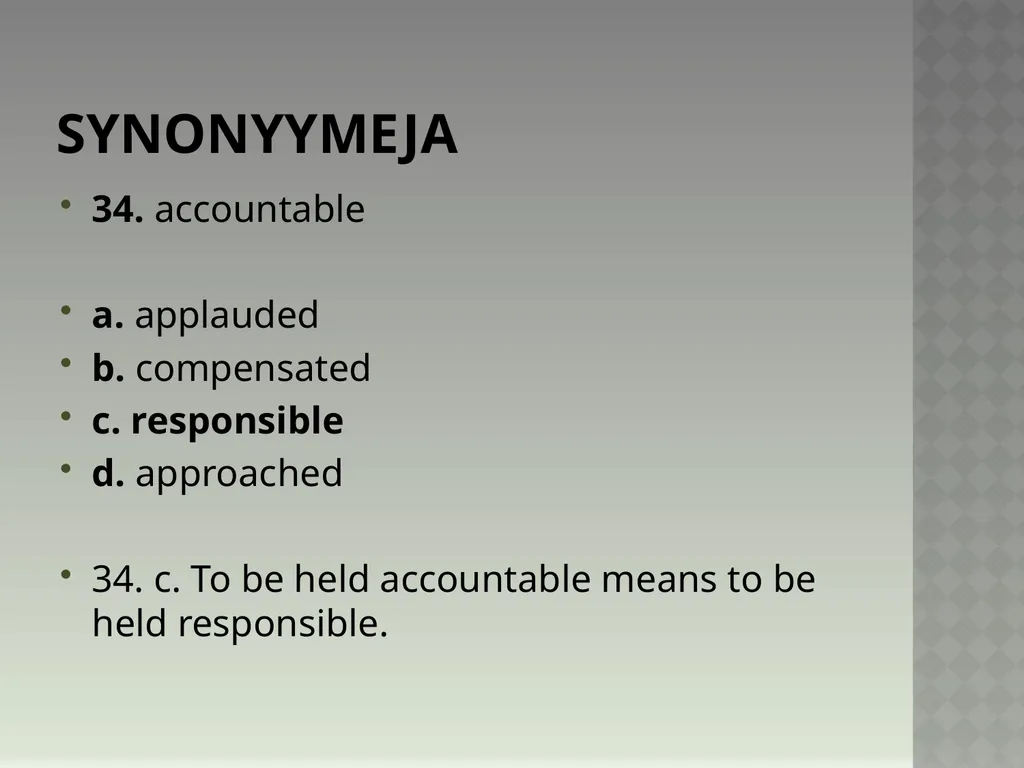 Synonyymeja 1. Which word means the same as - slide 69 of 494
