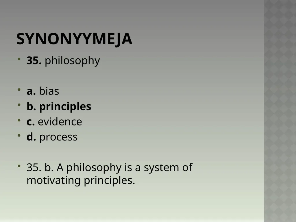 Synonyymeja 1. Which word means the same as - slide 71 of 494