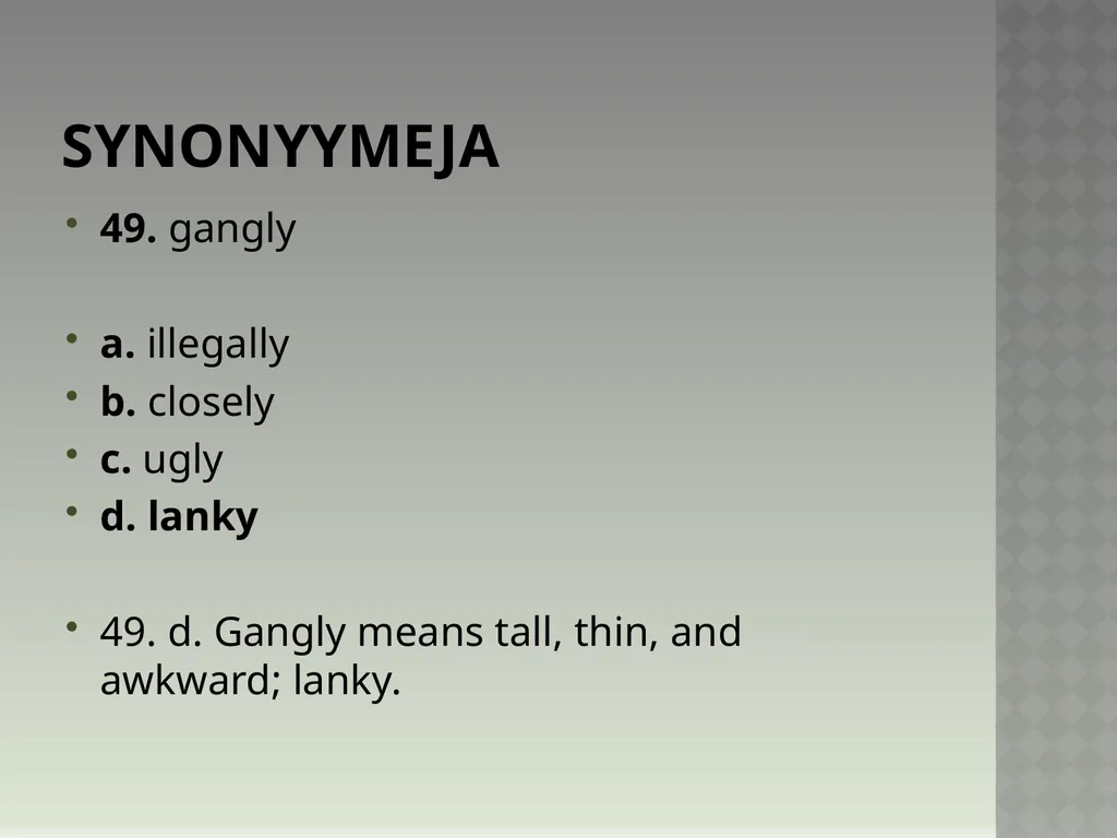 Synonyymeja 1. Which word means the same as - slide 99 of 494