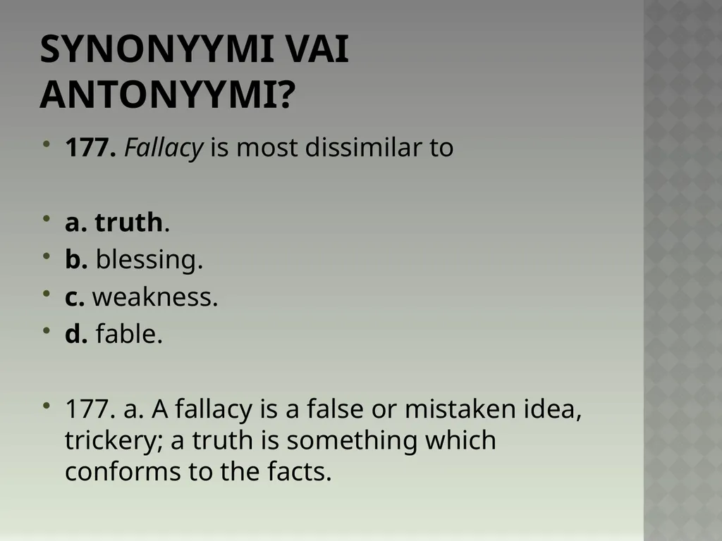Synonyymeja 1. Which word means the same as - slide 358 of 494