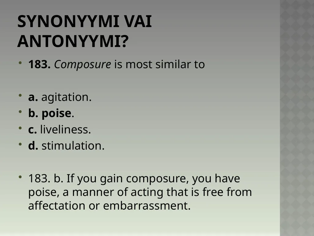 Synonyymeja 1. Which word means the same as - slide 370 of 494