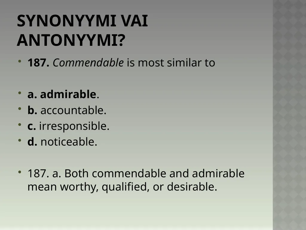 Synonyymeja 1. Which word means the same as - slide 378 of 494