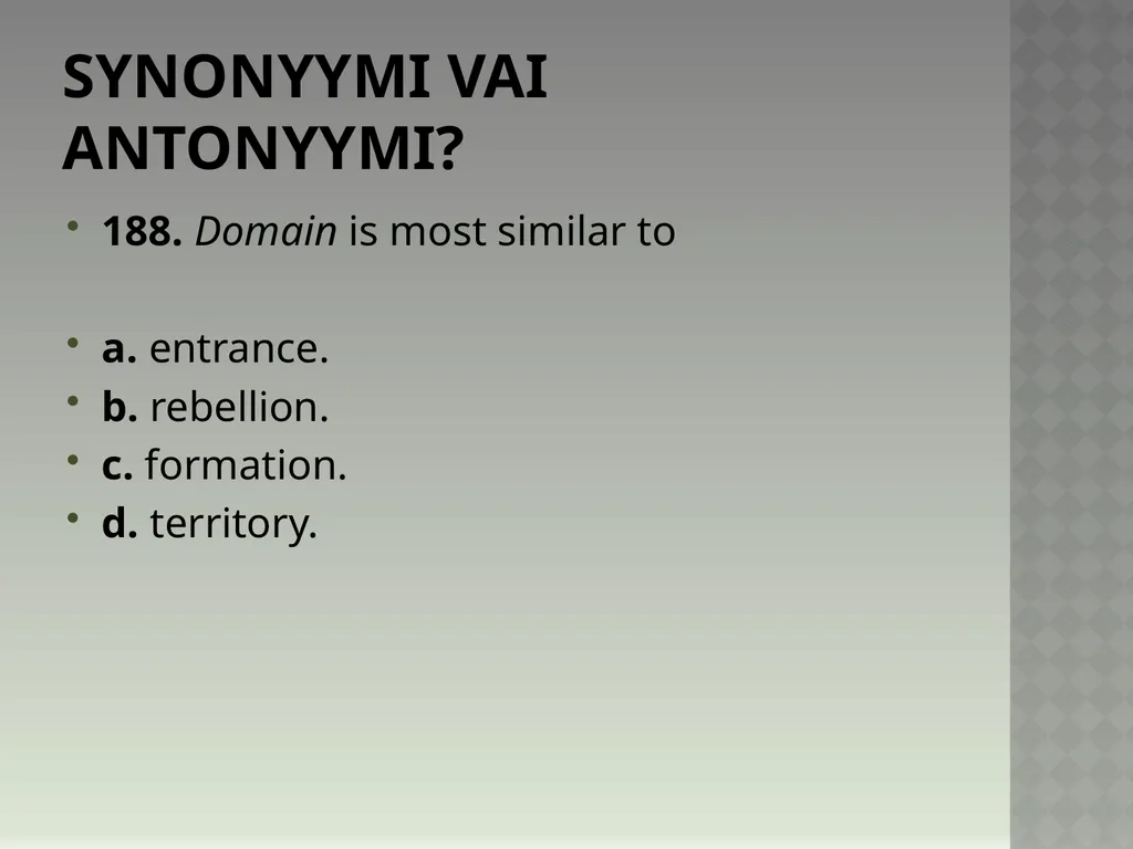 Synonyymeja 1. Which word means the same as - slide 379 of 494