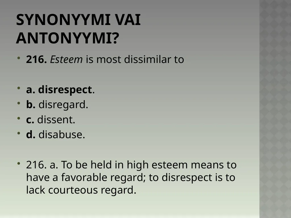 Synonyymeja 1. Which word means the same as - slide 436 of 494