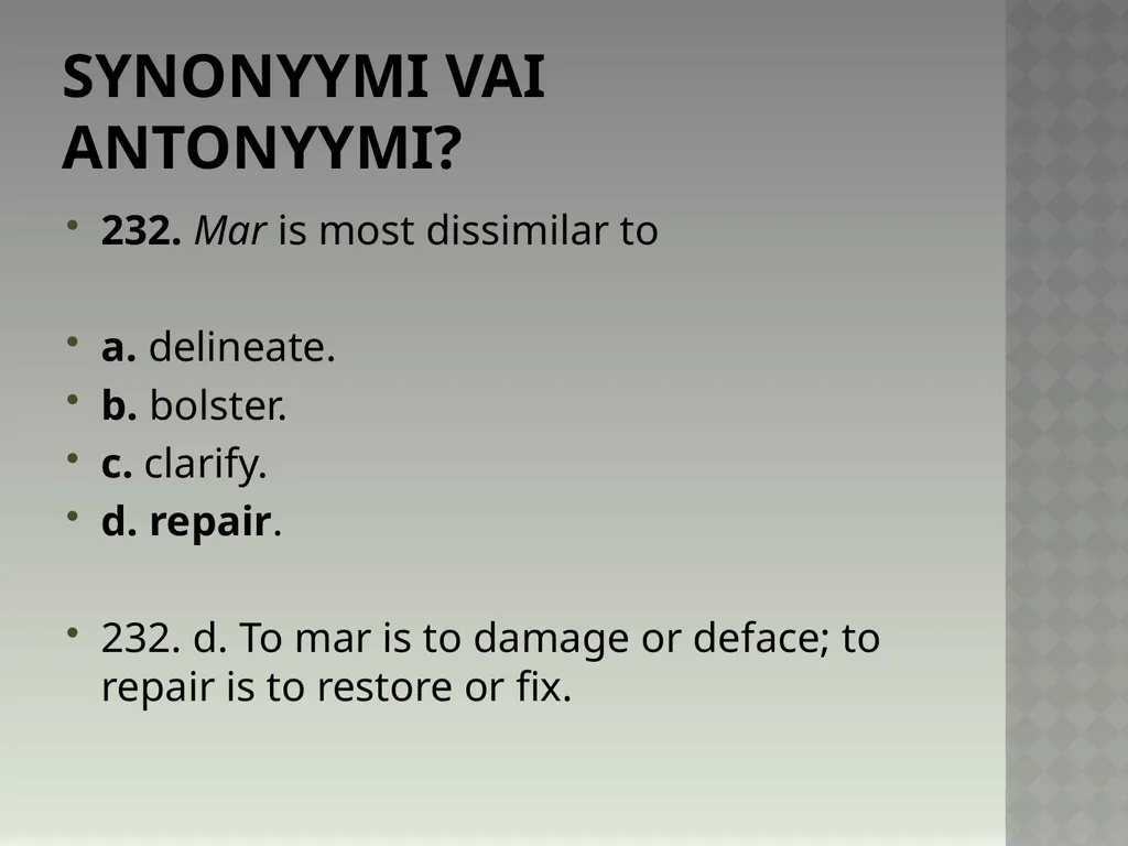 Synonyymeja 1. Which word means the same as - slide 468 of 494