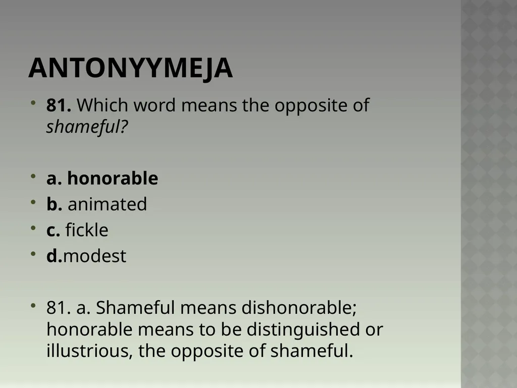 Synonyymeja 1. Which word means the same as - slide 164 of 494