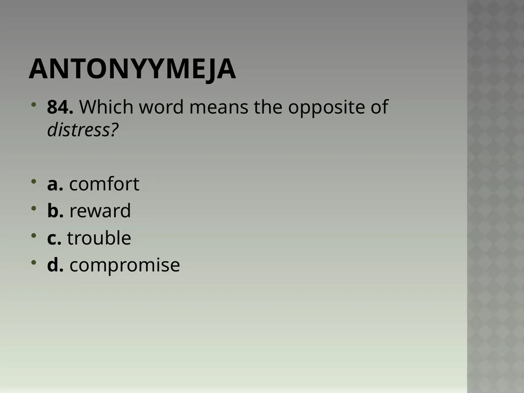Synonyymeja 1. Which word means the same as - slide 169 of 494