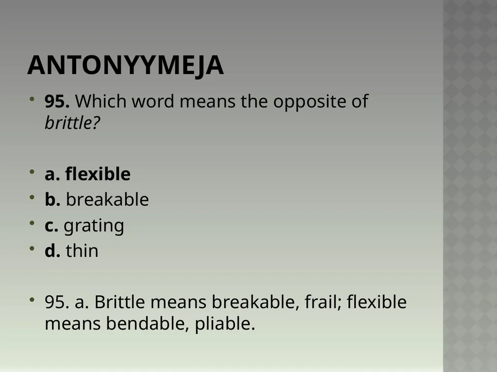 Synonyymeja 1. Which word means the same as - slide 192 of 494