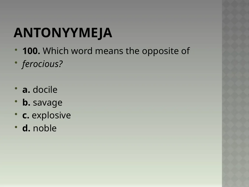 Synonyymeja 1. Which word means the same as - slide 201 of 494
