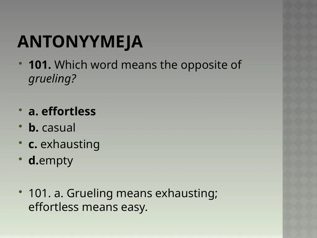Synonyymeja 1. Which word means the same as - slide 204 of 494