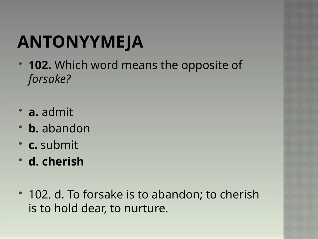 Synonyymeja 1. Which word means the same as - slide 206 of 494