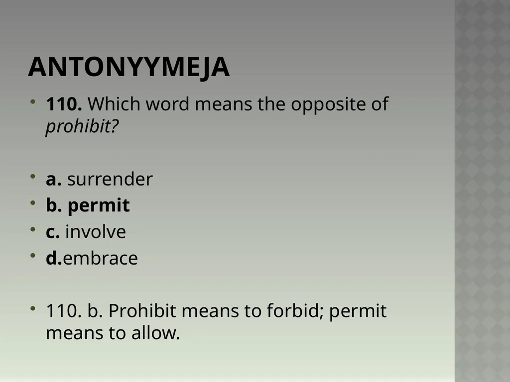 Synonyymeja 1. Which word means the same as - slide 222 of 494