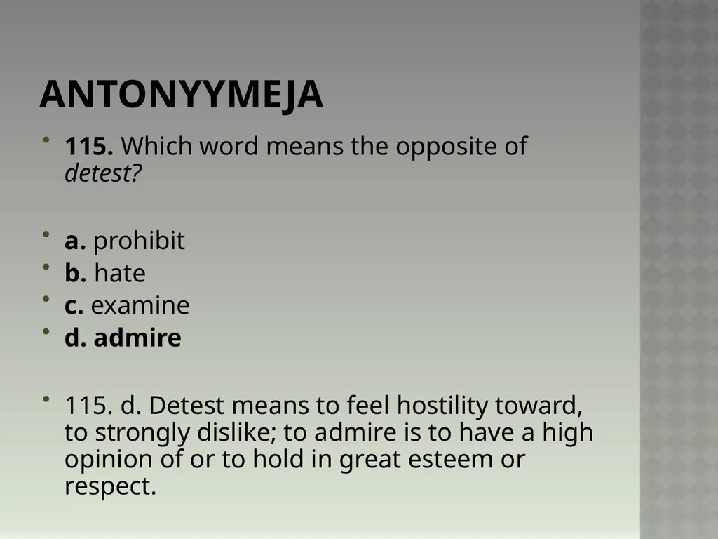 Synonyymeja 1. Which word means the same as - slide 232 of 494
