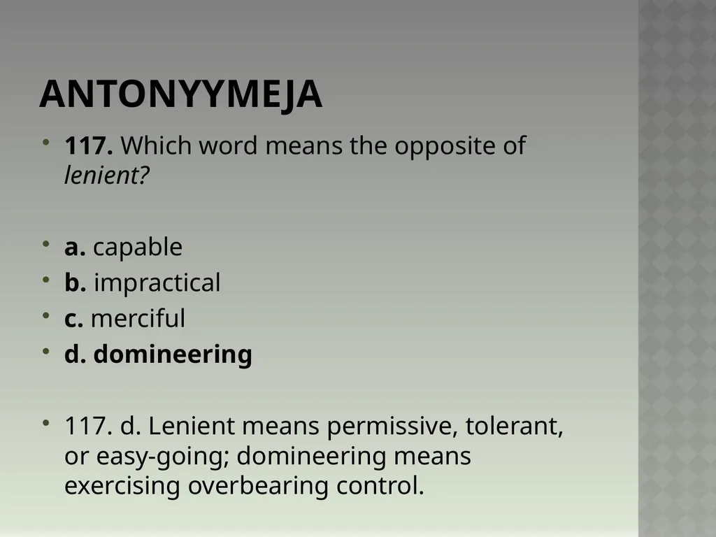 Synonyymeja 1. Which word means the same as - slide 236 of 494