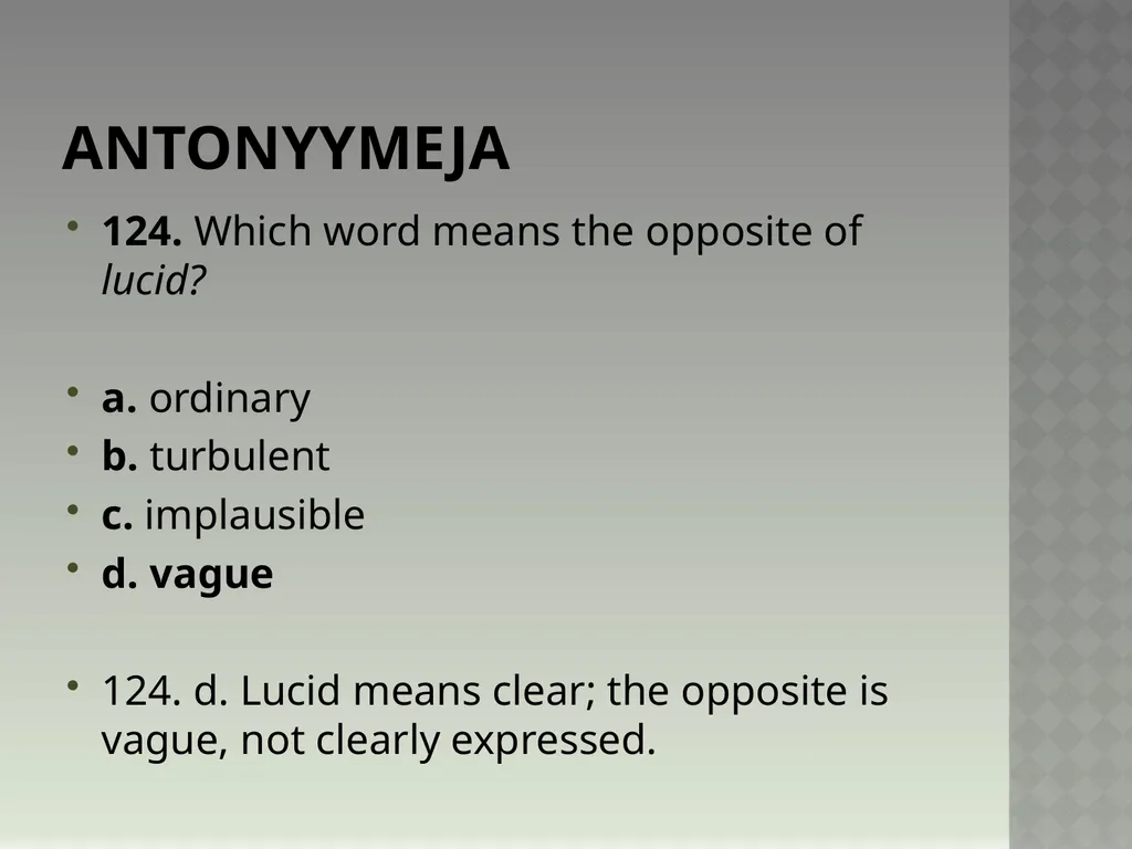 Synonyymeja 1. Which word means the same as - slide 250 of 494