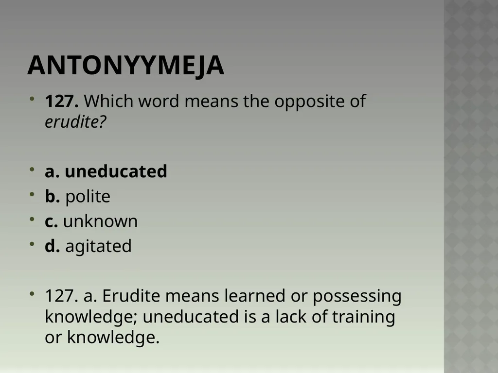 Synonyymeja 1. Which word means the same as - slide 256 of 494