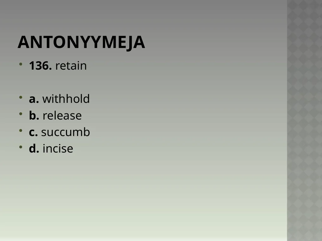 Synonyymeja 1. Which word means the same as - slide 274 of 494