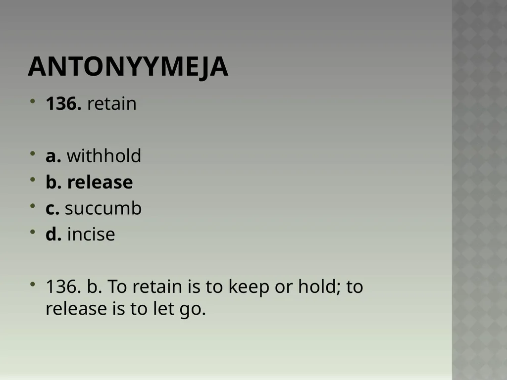 Synonyymeja 1. Which word means the same as - slide 275 of 494