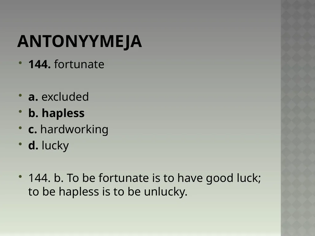 Synonyymeja 1. Which word means the same as - slide 291 of 494