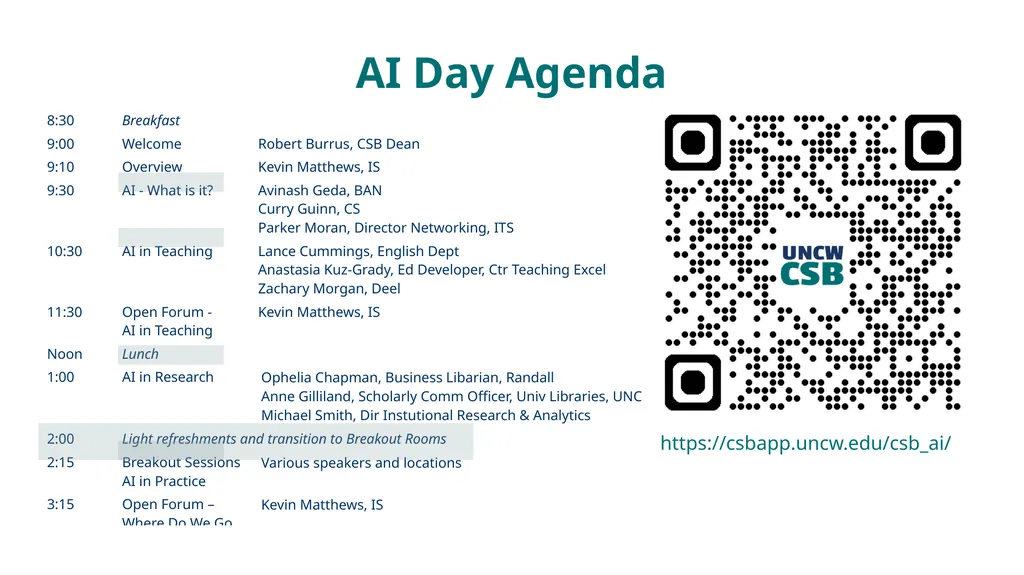 CSB Presents: Exploring AI (aka: AI Day) - slide 2 of 7