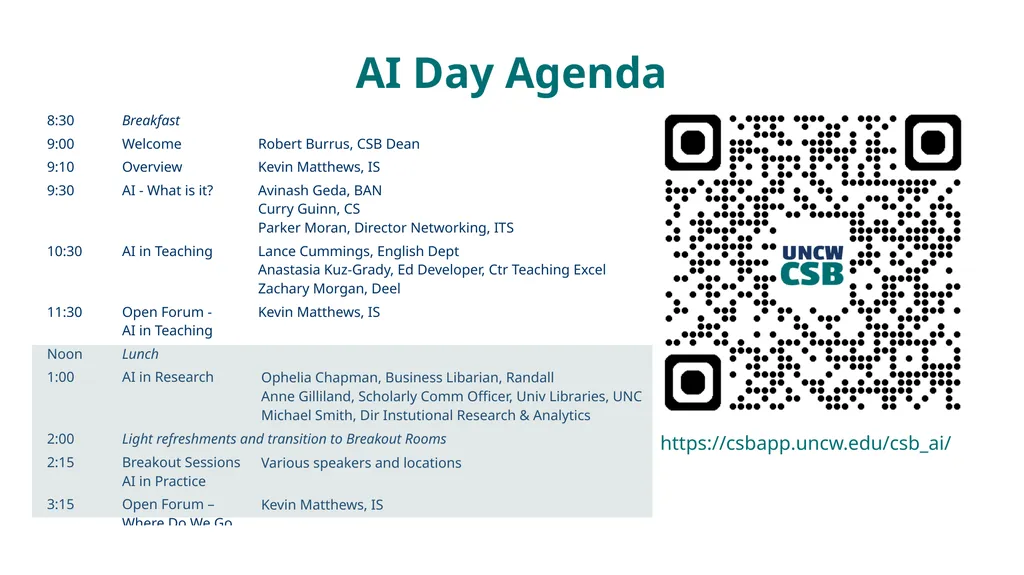 CSB Presents: Exploring AI (aka: AI Day) - slide 4 of 7