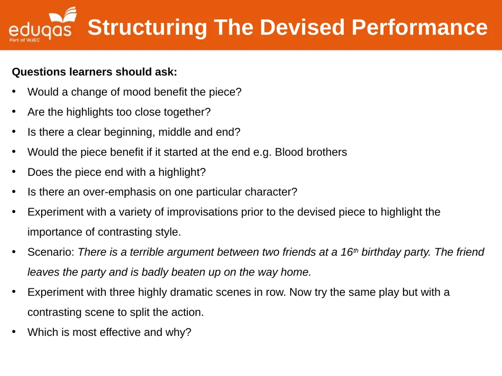 Approaches to Component 1 Devising Theatre Tips - slide 13 of 32
