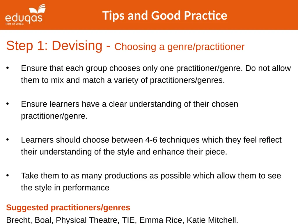 Approaches to Component 1 Devising Theatre Tips - slide 3 of 32