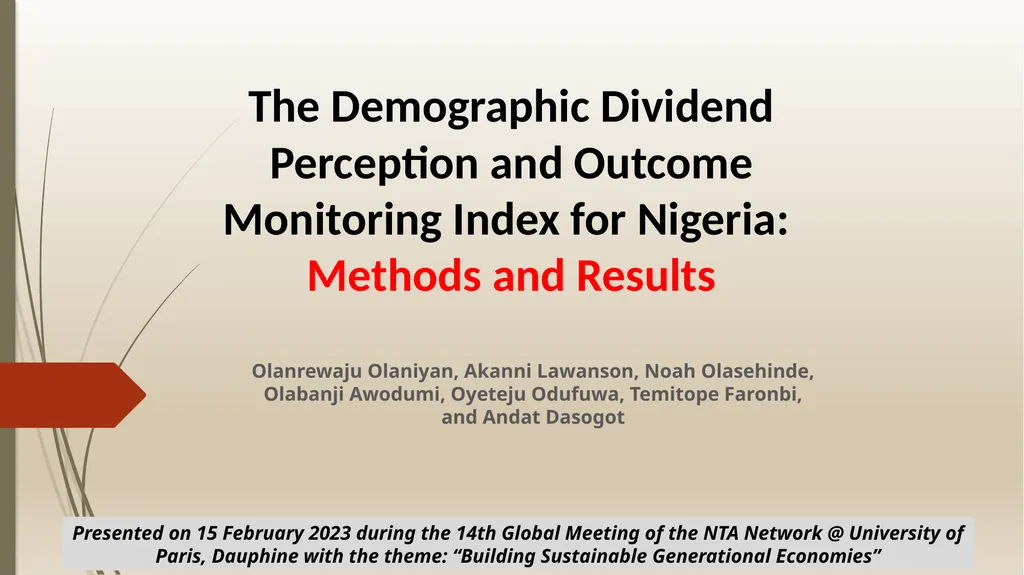 The Demographic Dividend Perception and Outcome - slide 1 of 20