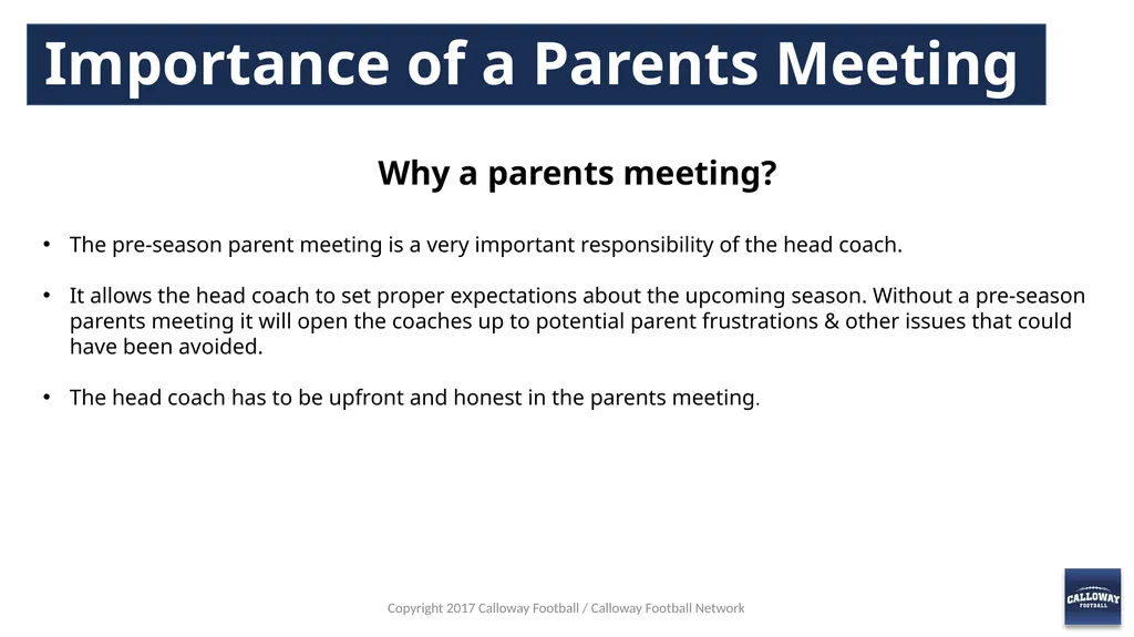 Parents Meeting Presentation Copyright 2017 - slide 2 of 26