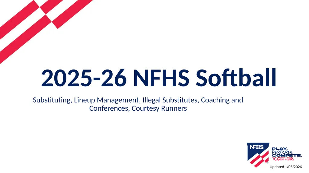 2025-26 NFHS Softball Substituting, Lineup - slide 1 of 43