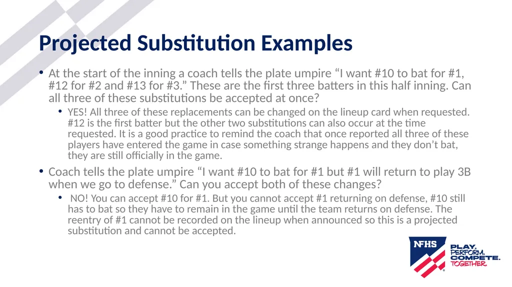 2025-26 NFHS Softball Substituting, Lineup - slide 8 of 43