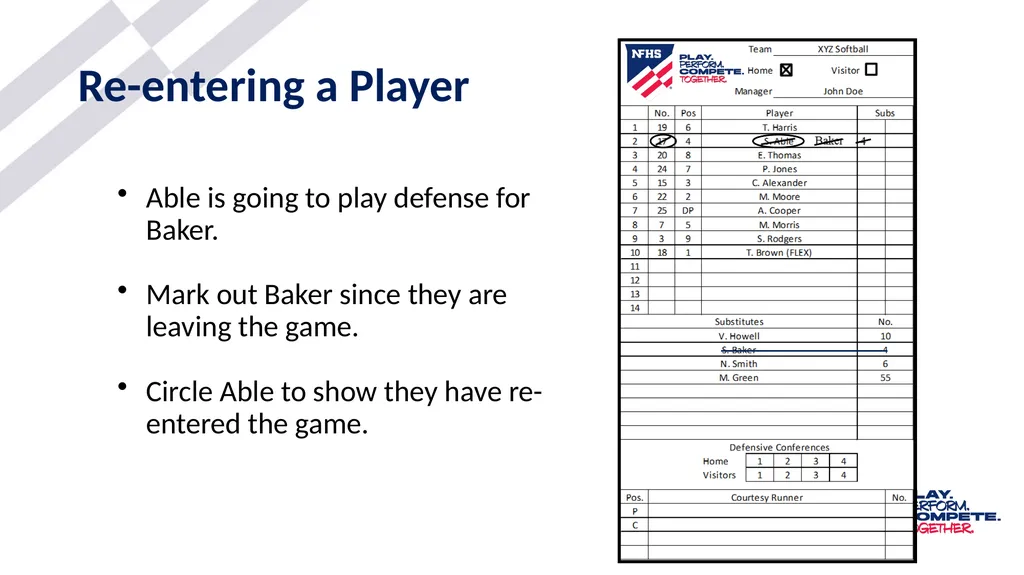 2025-26 NFHS Softball Substituting, Lineup - slide 13 of 43