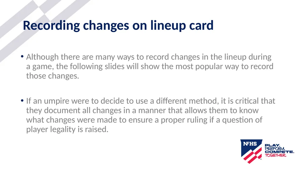 2025-26 NFHS Softball Substituting, Lineup - slide 11 of 43