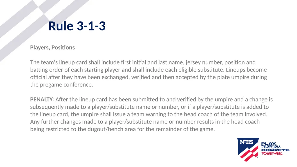 2025-26 NFHS Softball Substituting, Lineup - slide 2 of 43