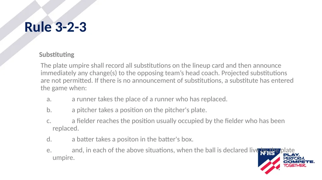 2025-26 NFHS Softball Substituting, Lineup - slide 6 of 43