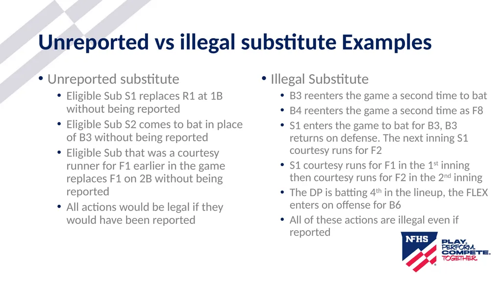 2025-26 NFHS Softball Substituting, Lineup - slide 25 of 43