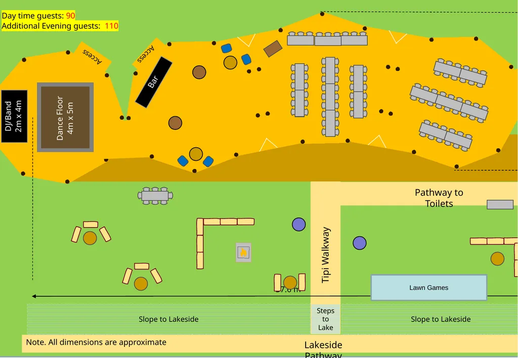 Tipi Layout Examples 9 tables with benches (Radial - slide 11 of 19