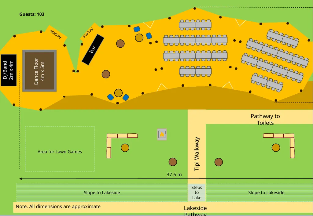 Tipi Layout Examples 9 tables with benches (Radial - slide 14 of 19