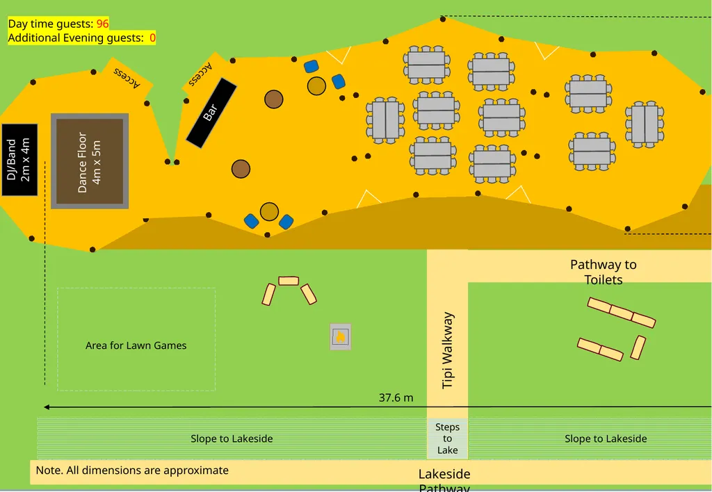 Tipi Layout Examples 9 tables with benches (Radial - slide 6 of 19