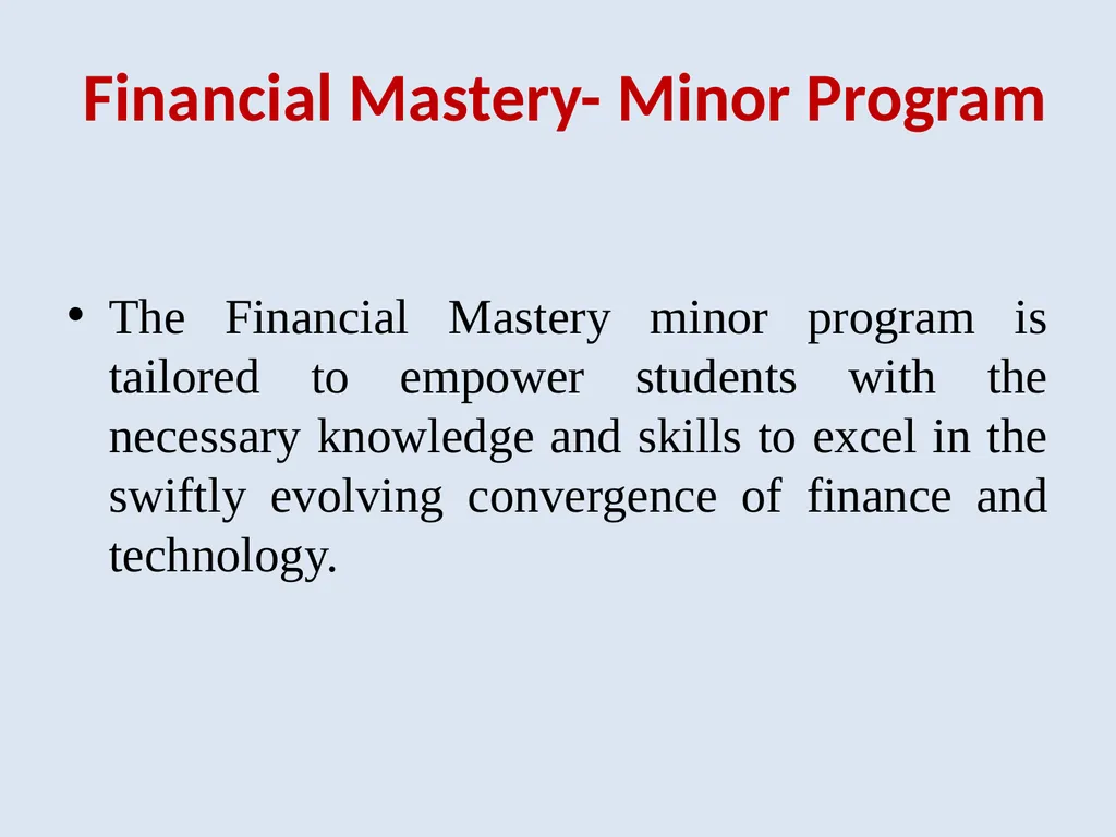 B.Com Honours Minor Programmes The minor courses - slide 4 of 19