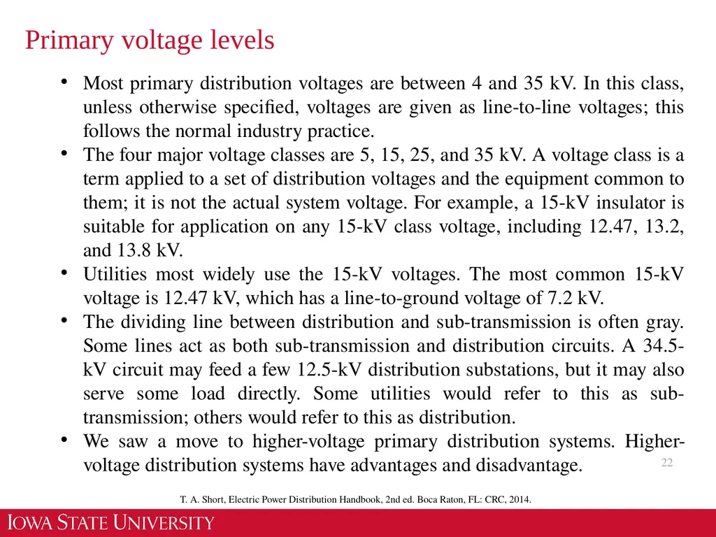 EE 455 Introduction to Energy Distribution Systems - slide 22 of 48