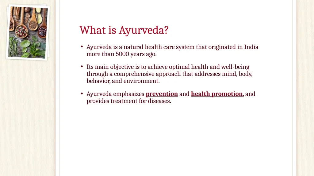 Preventive Practices in Ayurveda Fatima Raad Claim - slide 4 of 37