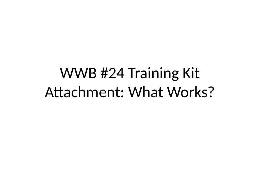WWB #24 Training Kit Attachment: What Works? - slide 1 of 12