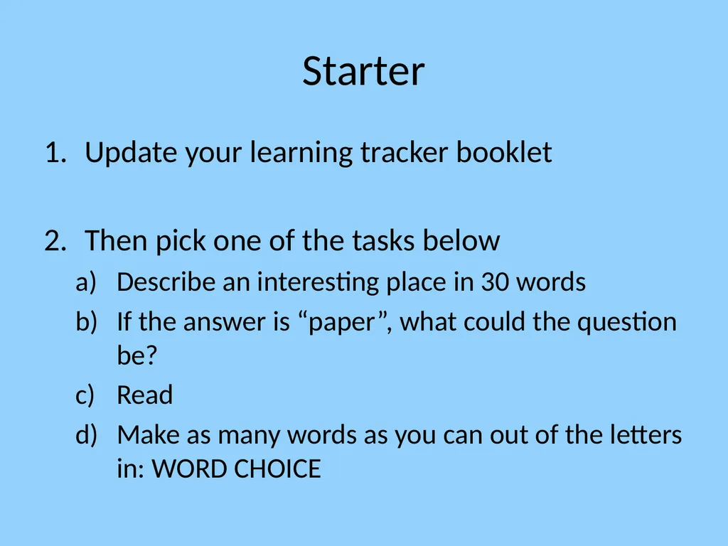 Learning Intentions to understand unfamiliar words - slide 10 of 67
