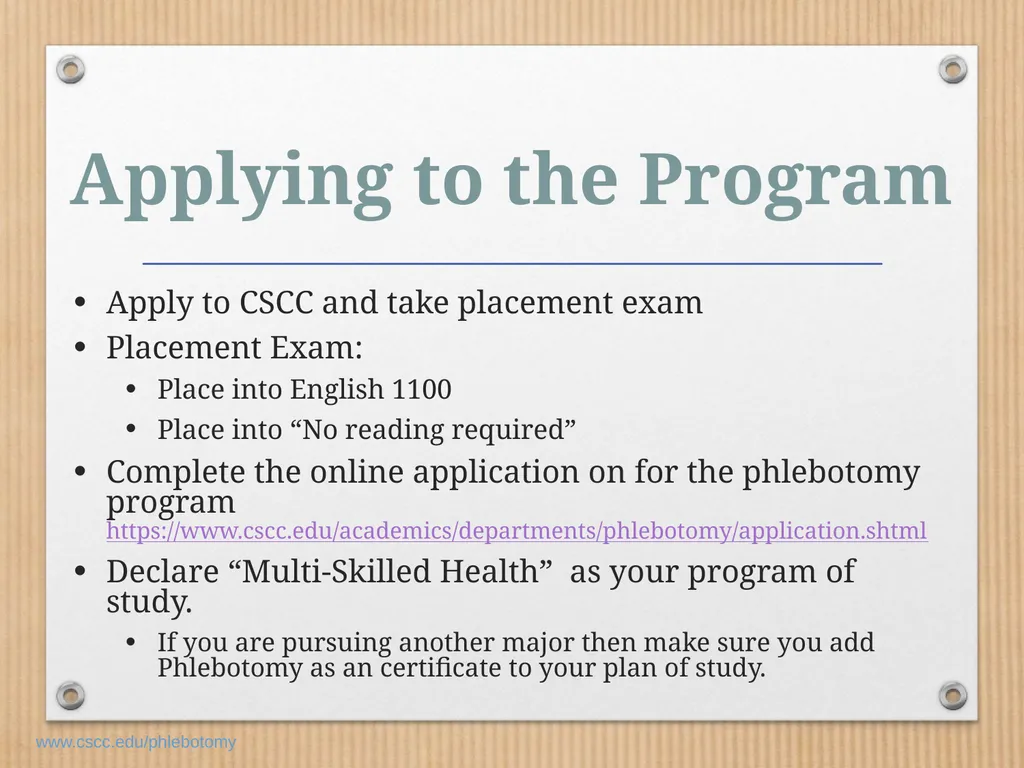 PHLEBOTOMY PROGRAM ON-LINE INFORMATION SESSION - slide 12 of 49