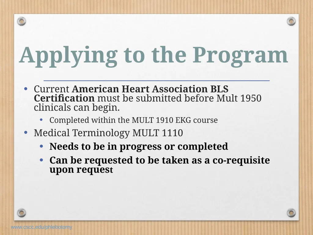PHLEBOTOMY PROGRAM ON-LINE INFORMATION SESSION - slide 14 of 49