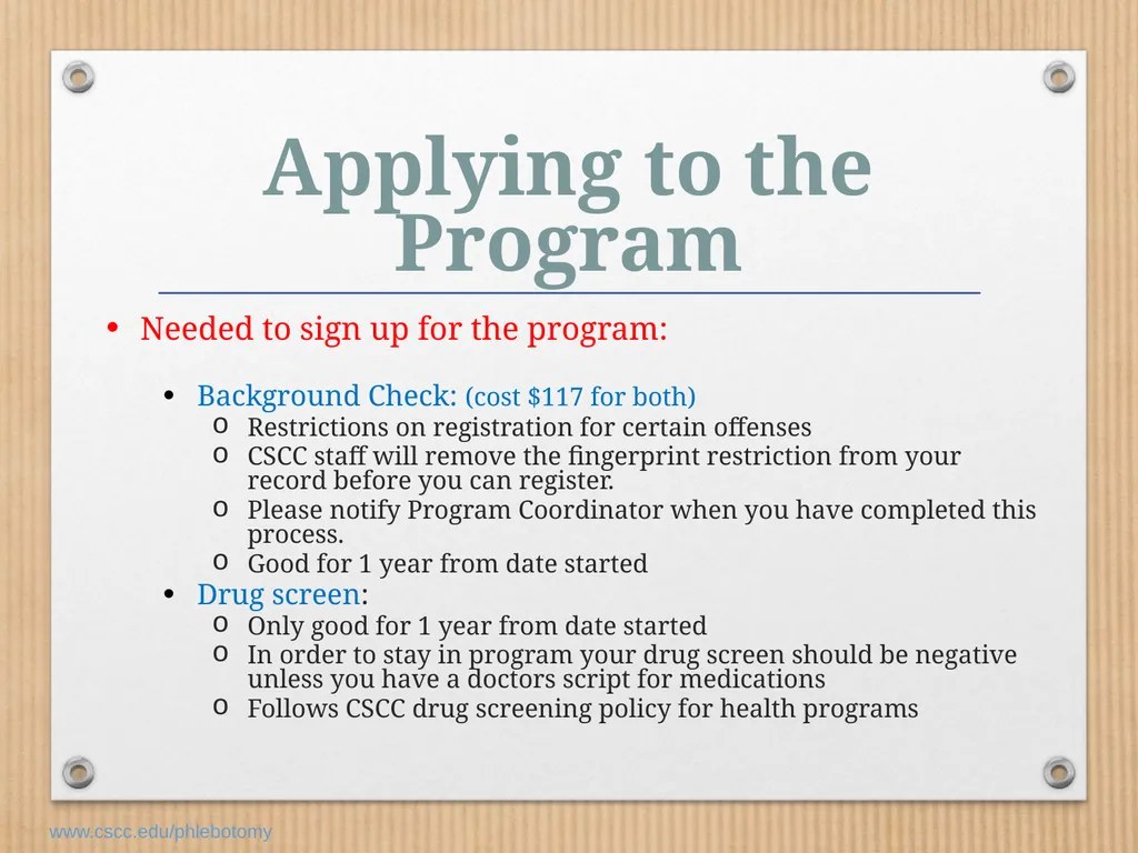 PHLEBOTOMY PROGRAM ON-LINE INFORMATION SESSION - slide 16 of 49
