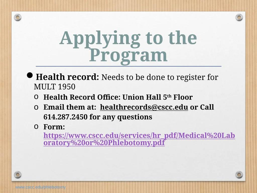 PHLEBOTOMY PROGRAM ON-LINE INFORMATION SESSION - slide 20 of 49